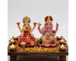 Ganesha Lakshmi voor auto - 2,5 "H handgeschilderde polys...
