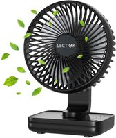Mini Ventilator - Kleine Tafelventilator Zwart - Draadloze Fan - USB - Oplaadbaar - 5.000 mAh - 4 Standen - Klein & Geruisloos