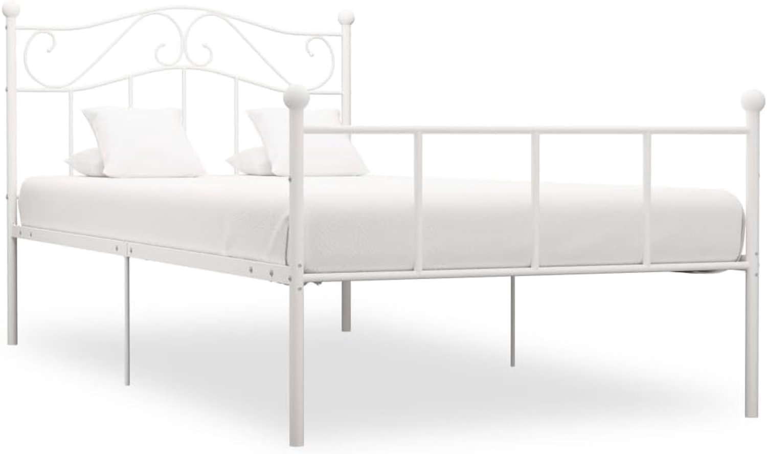 Tweepersoonsbed, bedframe, wit, metaal, 90 x 200 cm, geschikt voor familiekamers