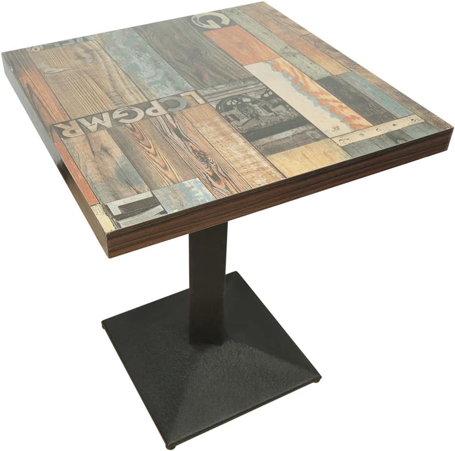 Eettafel, geschikt voor 2-4 personen, gemaakt van ijzer en houten platen, keukentafel, eettafel, woonkamertafel, vierkant, MDF (Vintage-bloemenbodem)