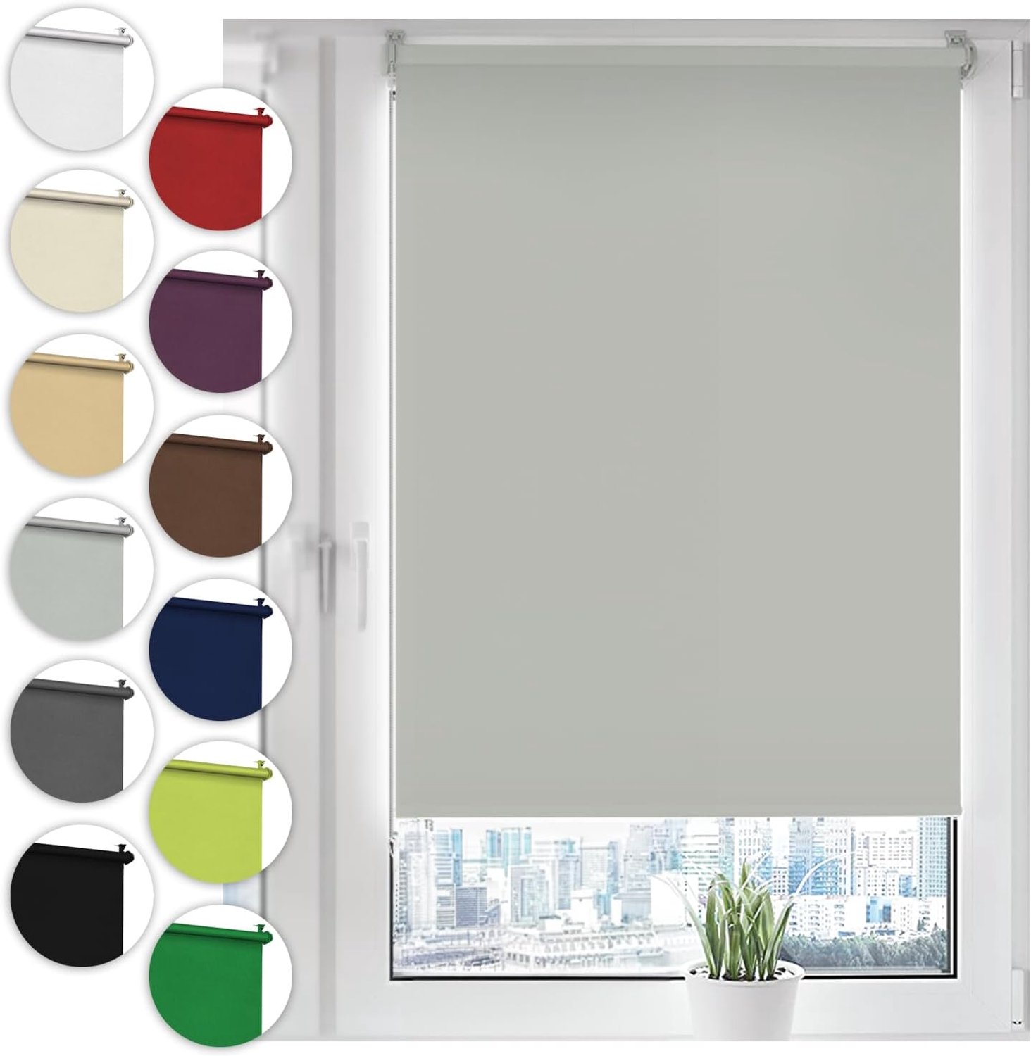Rolgordijn Zonder Boren 95 x 210 cm Lichtgrijs