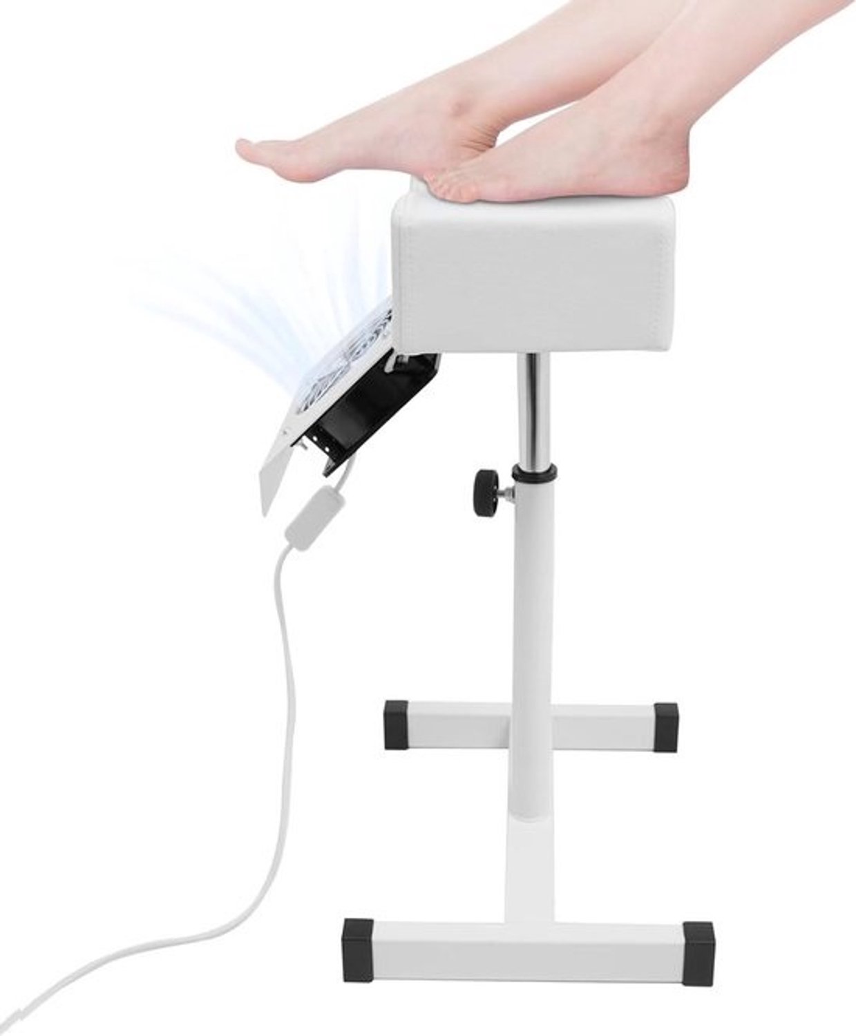 Pedicurekruk - Voeten- en beensteun - Manicuresalon - Met stofafzuiging - Hoogte 45-66 cm - Wit