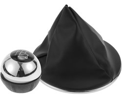 5 versnellingen handmatige versnellingspook knop met deksel - auto schakelknop - voor Fiat 500 2007-2014 kunststof kunstleer zwart chroom zilver toon - 1 st