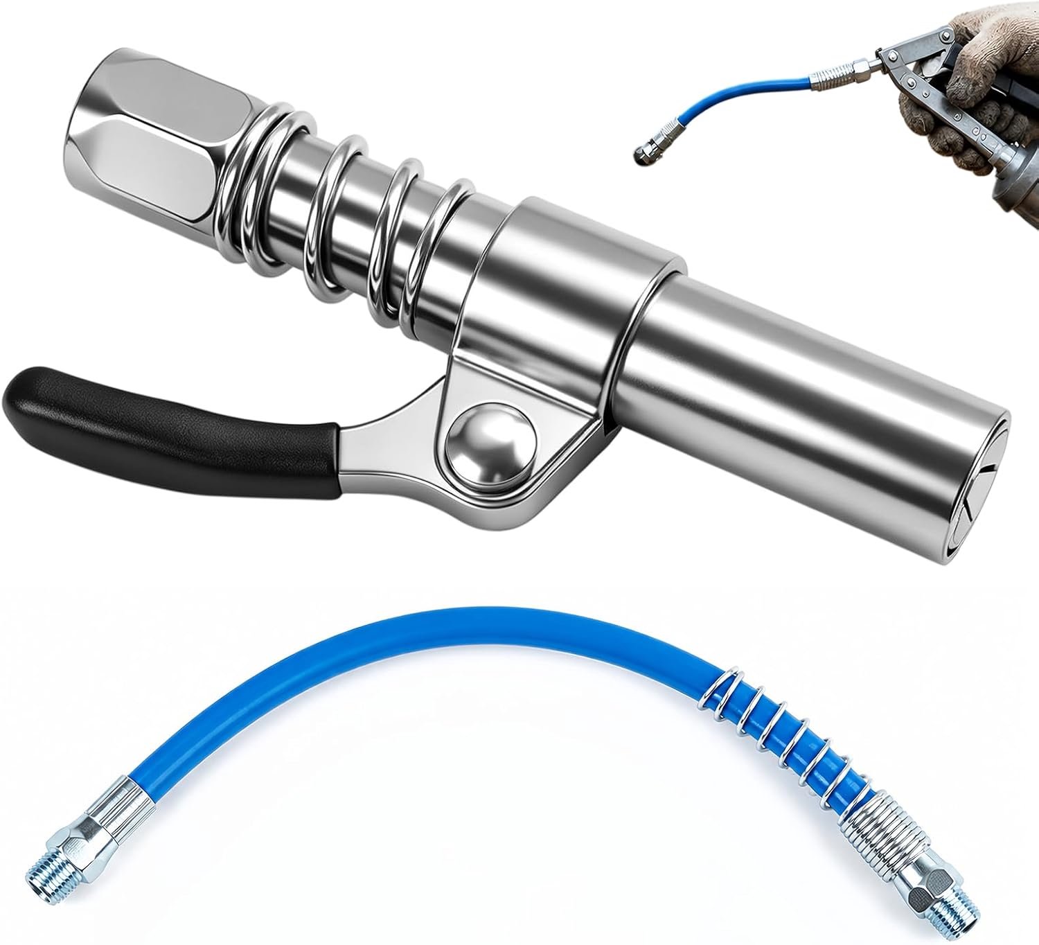 Hogedruk-vetperskoppeling 12000 psi - 30 cm flexibele slang - 6-bakken vergrendelingsmechanisme - Vemera