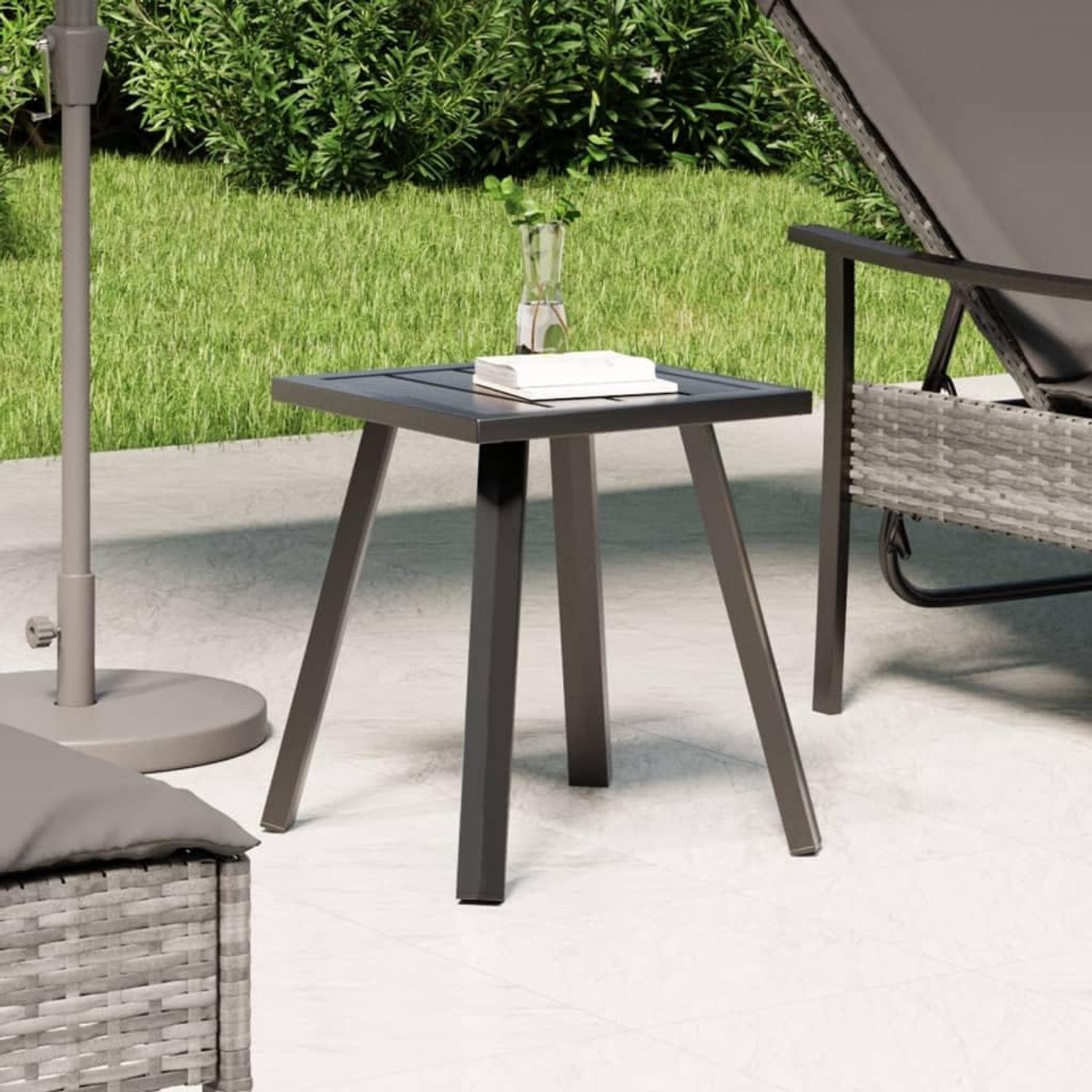 Balkonmeubel, klein balkon, tuinbank, tuintafel, antraciet, 34 x 34 x 38 cm, staal