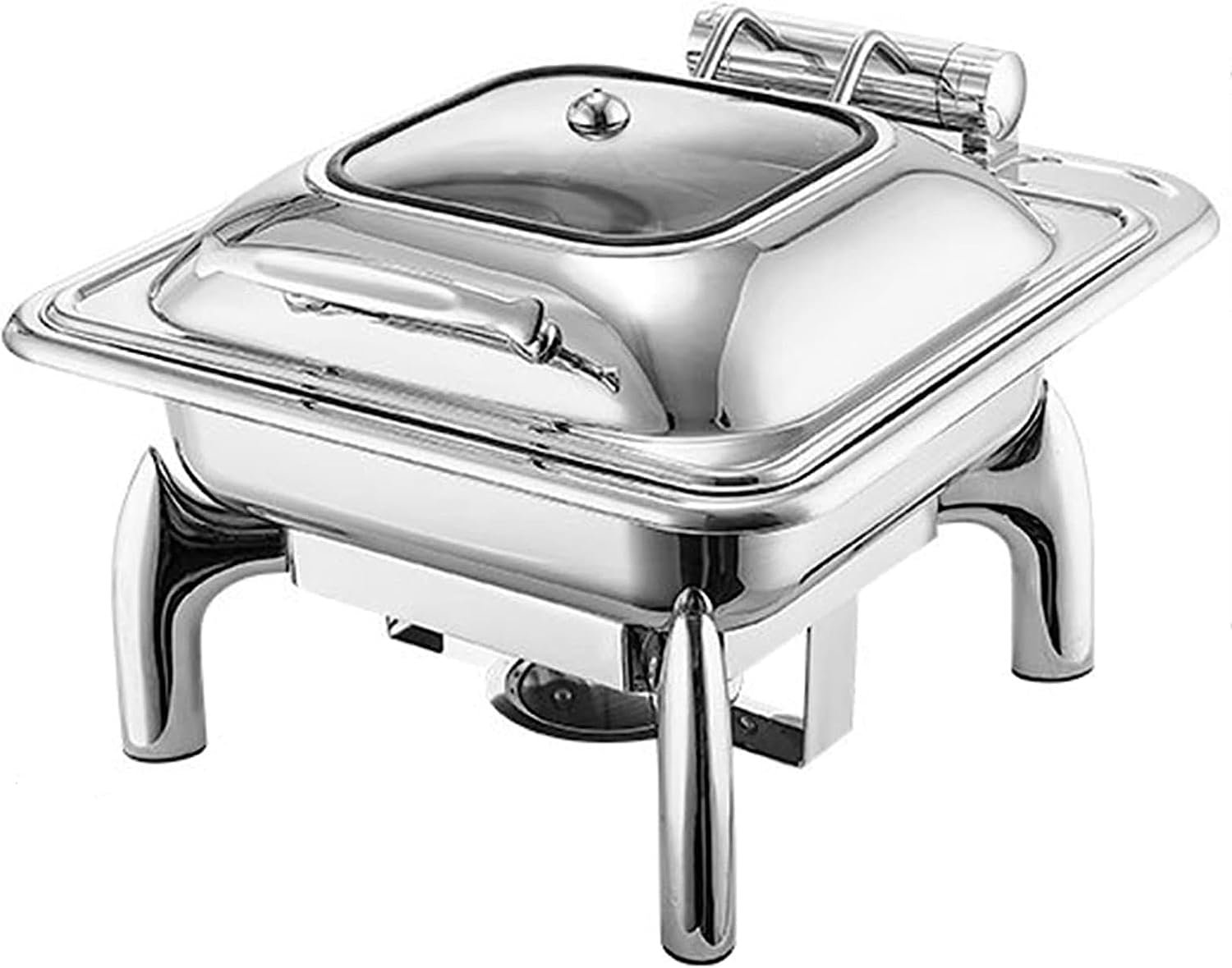 Buffetserver en verwarming - voedselradiator voor feestbuffet, roestvrijstalen hotpot-buffetset, kookplaat-buffetset, voedselverwarmer voor cateringevenementen, server Wi (grootte: 5,5 l, kleur: vierk