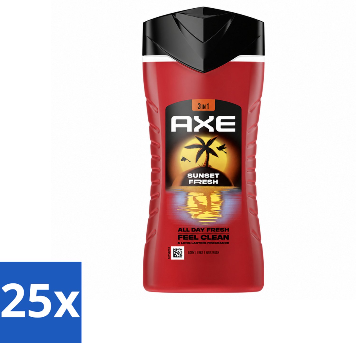 25 x Axe – Douchegel 3-in-1 – Sunset Fresh – 250 ml - Voordeelverpakking - 25 stuks