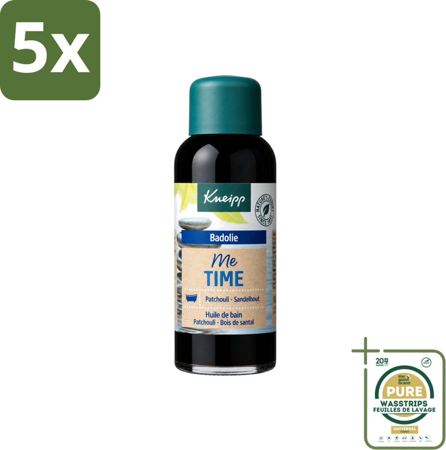 5 x Kneipp - Badolie - Me-Time - Patchouli & Sandelhout - 100 ml - Wasstrips - Badolie - Ontspanning - Selfcare - Patchouli - Sandelhout