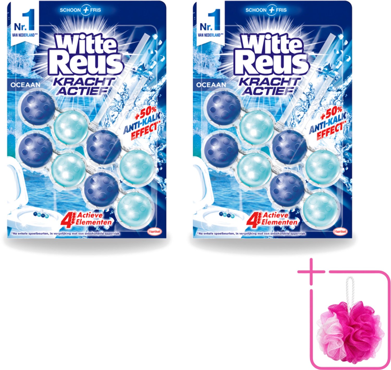 2 x Witte Reus - Kracht Actief WC Blok - Oceaan Boost - 2 Toiletblokken - Bulkverpakking - Toilet reinigen - Douchemop - Frisse geur