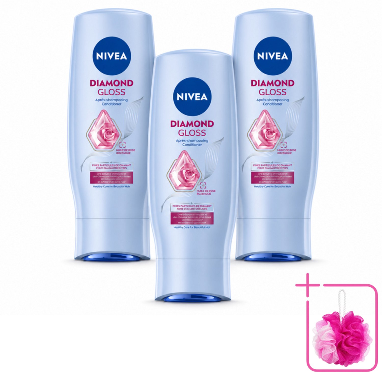 3 x NIVEA - Diamantglans Conditioner - Crèmespoeling - Voor Glans - 200 ml - Bulkverpakking - Diamant glans - Douchemop - Haar verzorgen