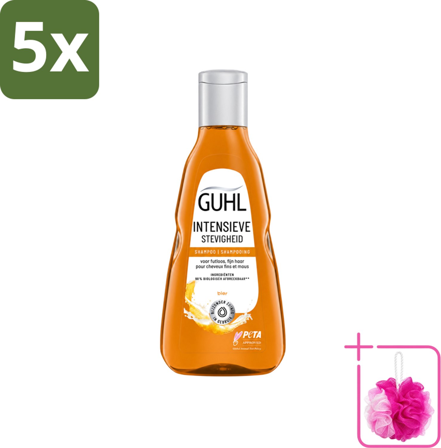 5 x Guhl - Shampoo - Intensieve Stevigheid - 250 ml - Bulkverpakking - Haarversterking - Douchemop - Volume
