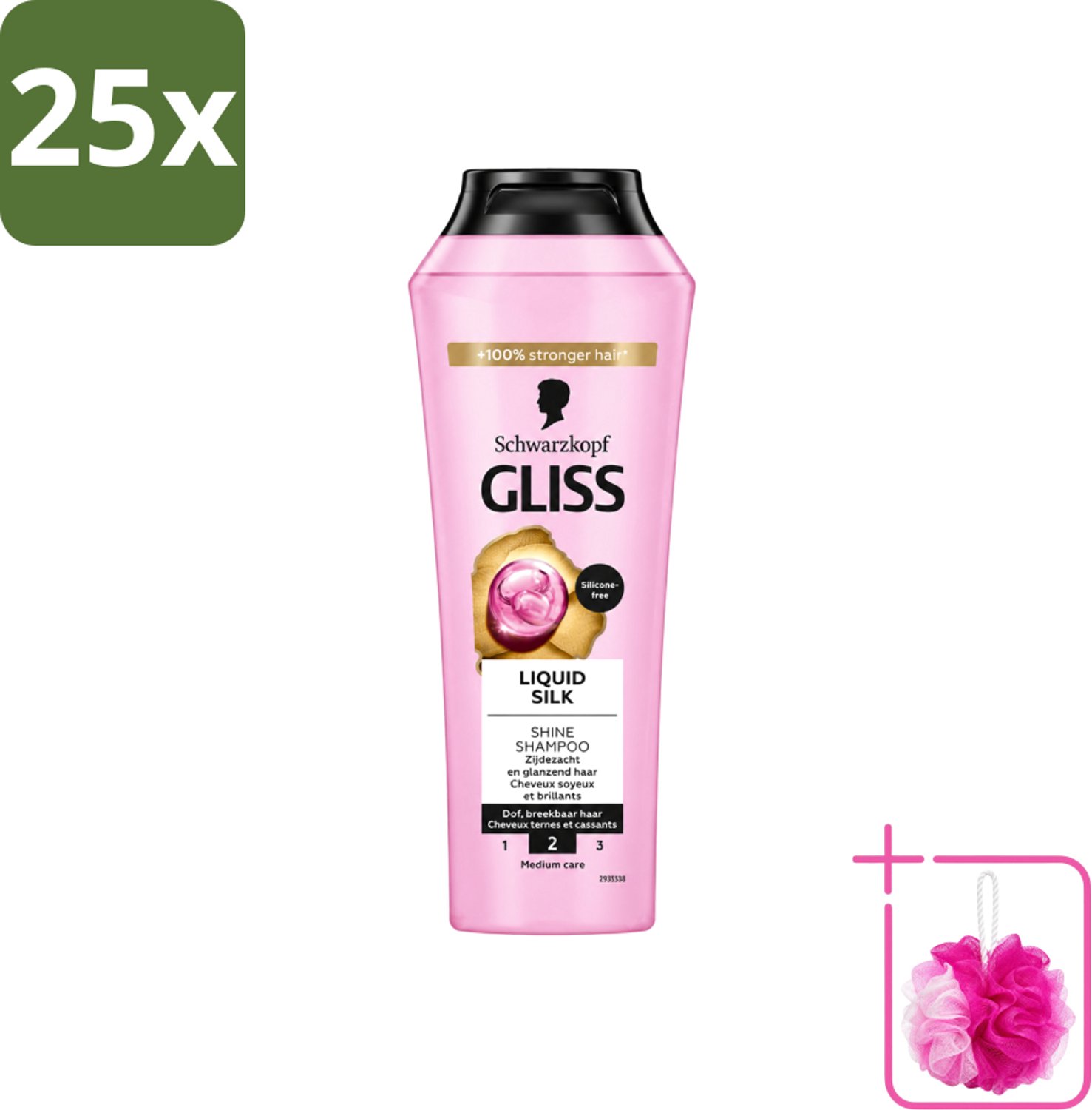 25 x Gliss - Shampoo - Liquid Silk - Voor Glanzend en Zijdezacht Haar - 250 ml - Bulkverpakking - Glans haar - Douchemop - Zijdezacht haar