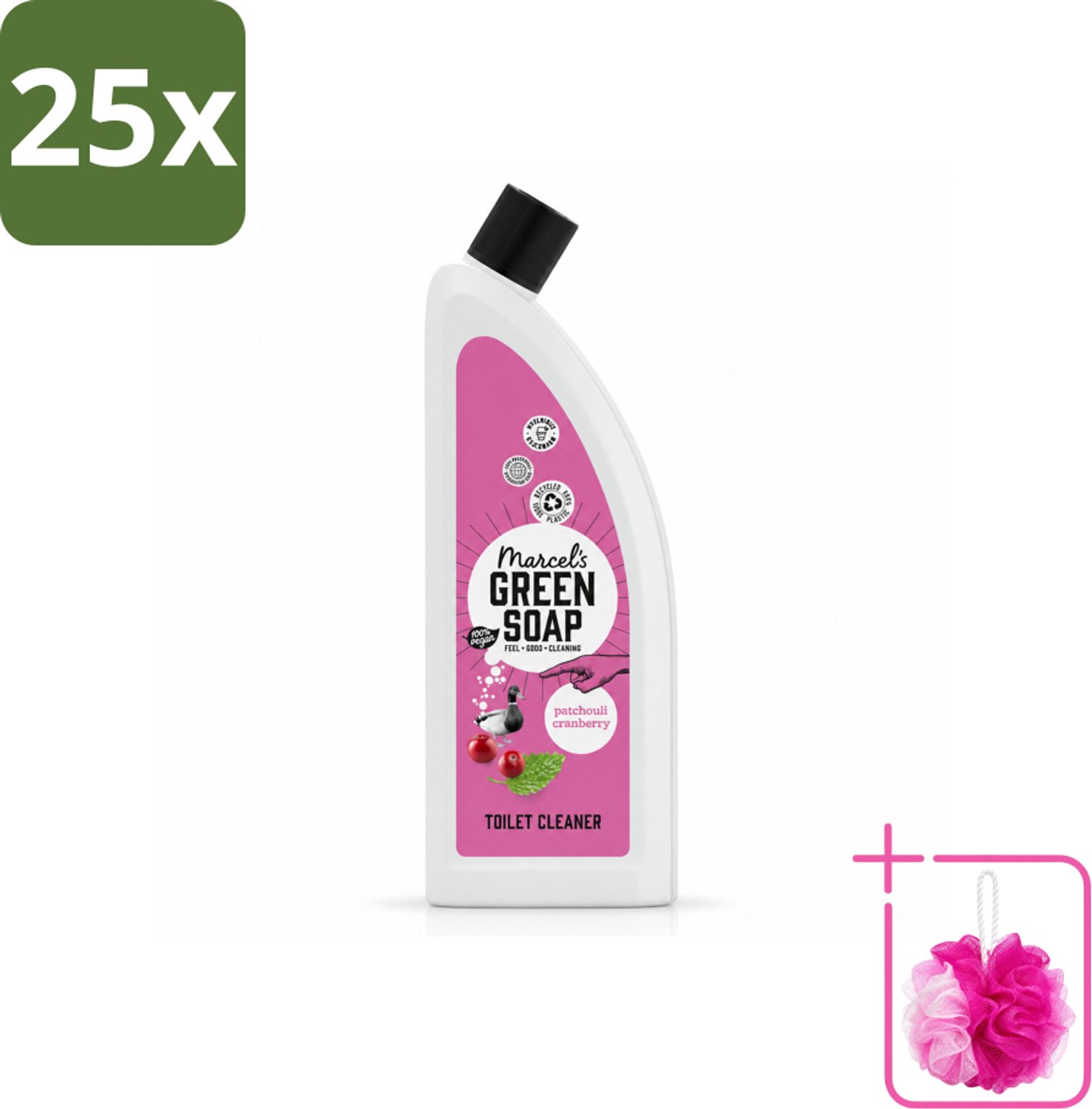 25 x Marcel's Green Soap - Toiletreiniger - Patchouli & Cranberry - Krachtige frisheid - Bulkverpakking - Toiletreiniger - Douchemop - Natuurlijke toiletreiniger