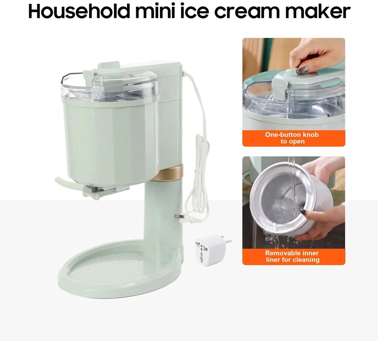 Cherrys Finds - Elektrische IJsmachine - IJsmachine - IJsmaker - Softijs Machine Voor Thuis - Huishoudelijke Automatische Ijsmachine - 20W - 220V - 1L - Groen