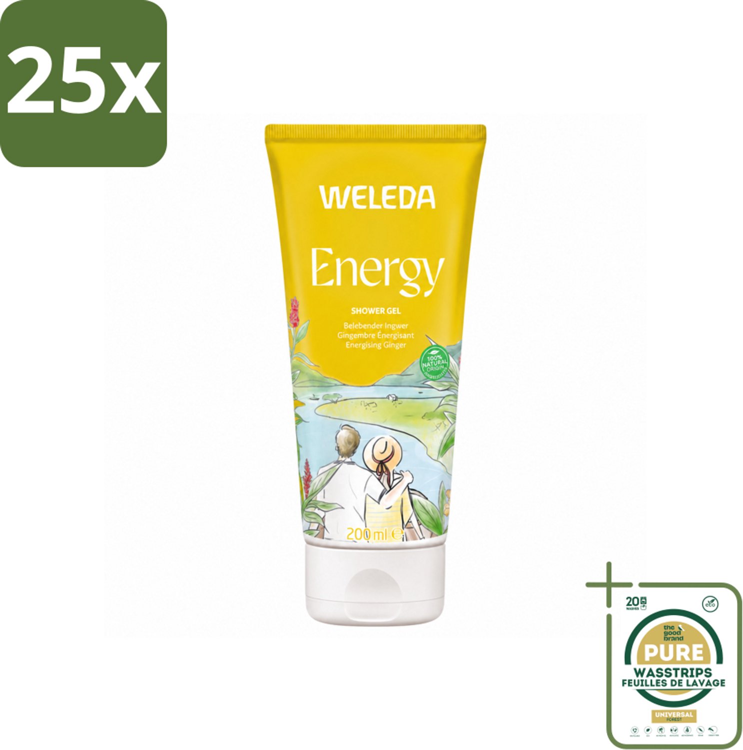 25 x WELEDA - Douchegel Aroma Shower Energy - 200 ml - Wasstrips - Douchegel Energie - Energieboost - Natuurlijke Douchegel - Aromatherapie - Energie Voor De Dag