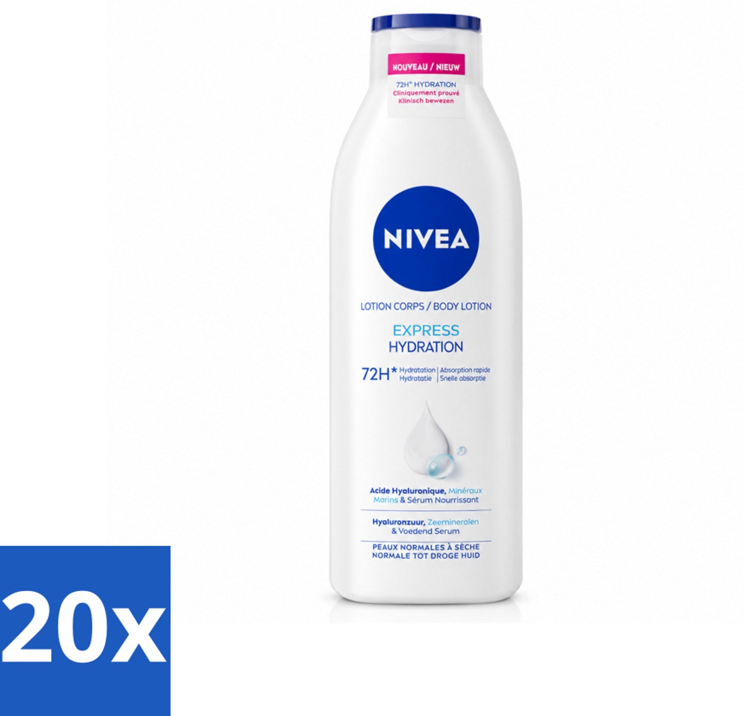 20 x NIVEA – Bodylotion – Express – 250 ml - Voordeelverpakking - 20 stuks