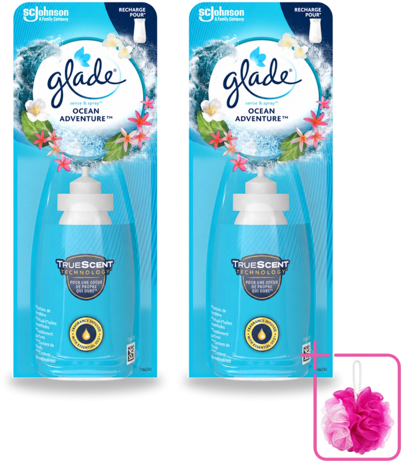 2 x Glade - Sense & Spray - Ocean Adventure - 18 ml - Bulkverpakking - Zeegeur - Douchemop - Citroengeur