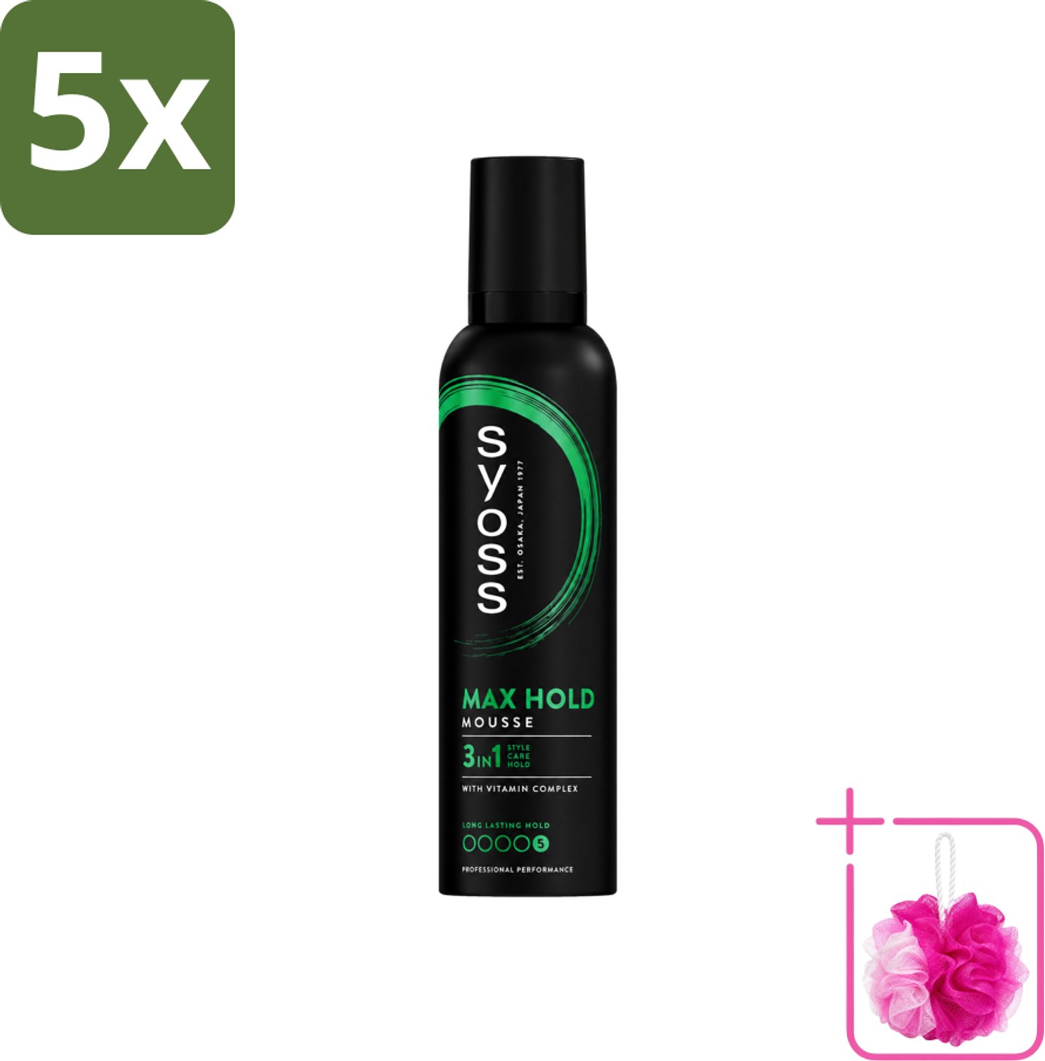 5 x Syoss - Max Hold - Haarmousse - Ultra Sterke Hold - 250 ml - Bulkverpakking - Haarmousse - Douchemop - Keratine