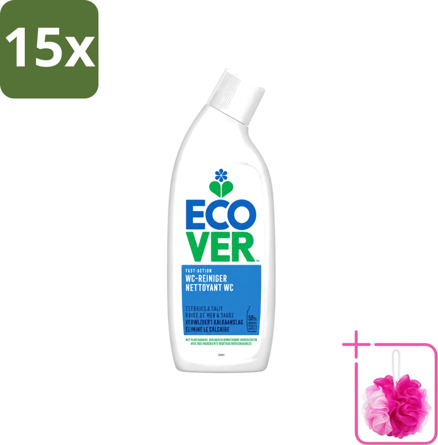 15 x Ecover - Toiletreiniger - Zeebries & Salie - 750 ml - Bulkverpakking - Toiletreiniger - Douchemop - Zeebries