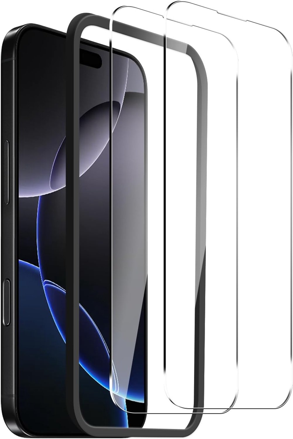 2 + 1: beschermfolie voor iPhone 16 Pro Max met eenvoudig installatiegereedschap, displaybeschermfolie, pantserglas, gehard glas, 9H, HD, kristalhelder, zonder stof en luchtbellen, eenvoudige