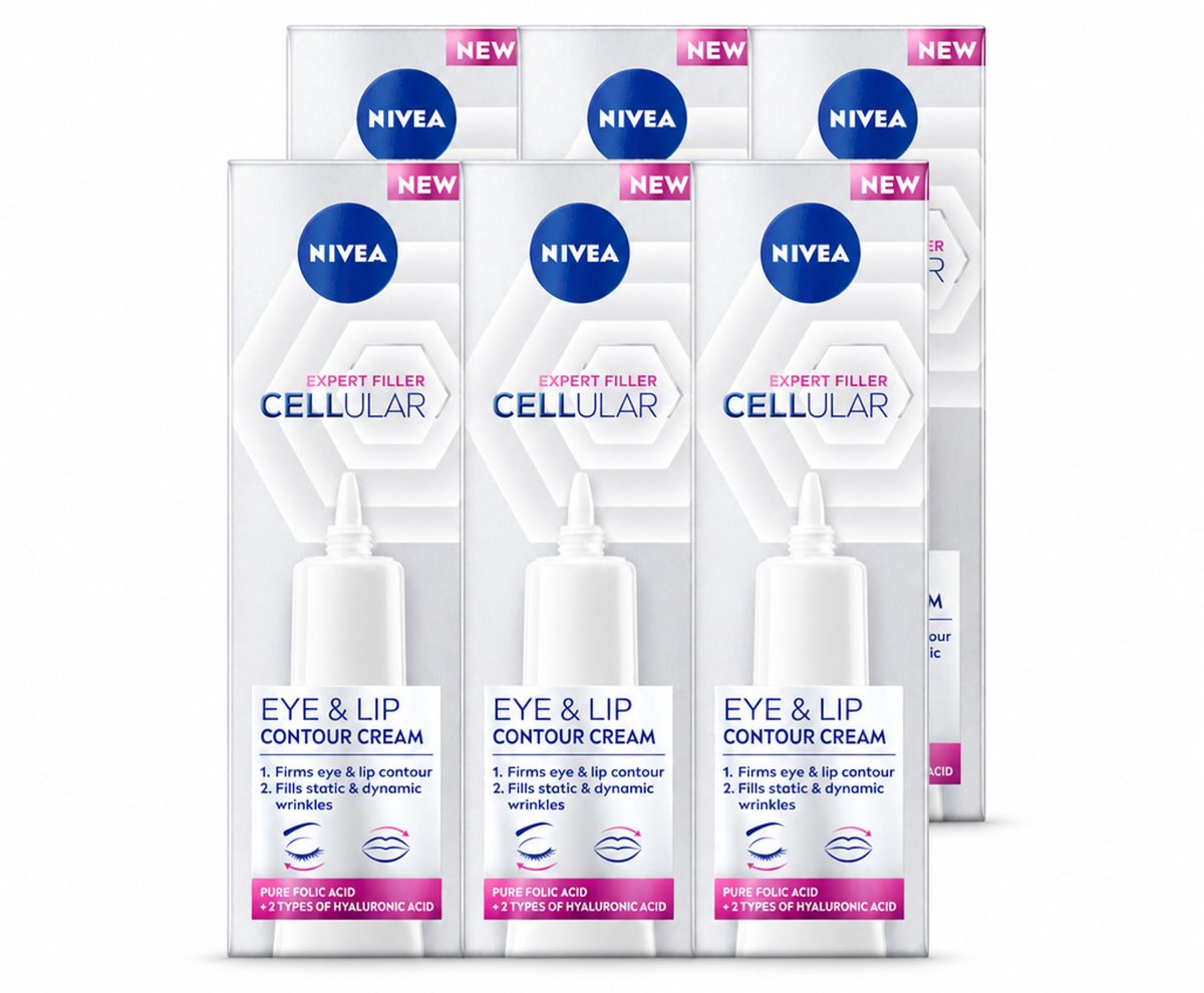 6 x NIVEA - Oogcrème - CELLular Expert Filler Anti-Veroudering - Voor ouder wordende huid - Met Hyaluronzuur & Puur Foliumzuur - 15 ml - Voordeelverpakking - 6 stuks