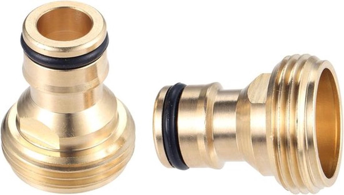 Messing snelkoppeling 3/4 inch BSP voor 1/2" buizen en tuinspuitpistolen - Koperkleurig, buitendraad.