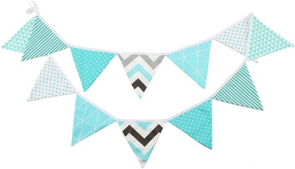 Vlaggenlinten - Vrolijke vlaggenlijnen - Ideaal voor feestjes - Blauw - Decoratie - Perfect voor verjaardagen - 3.3 meter