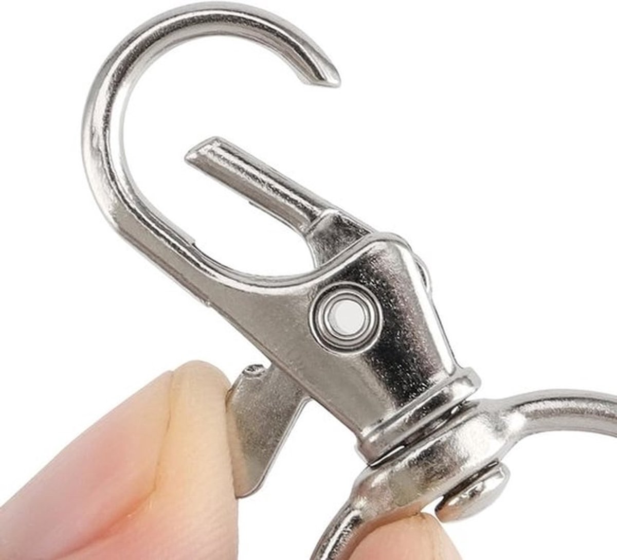 60 sleutelhangers met D-ring, 20 mm metalen sleutelring, roestvrij staal karabijnhaak, klein - sieraden, sleutels, doe-het-zelf accessoires