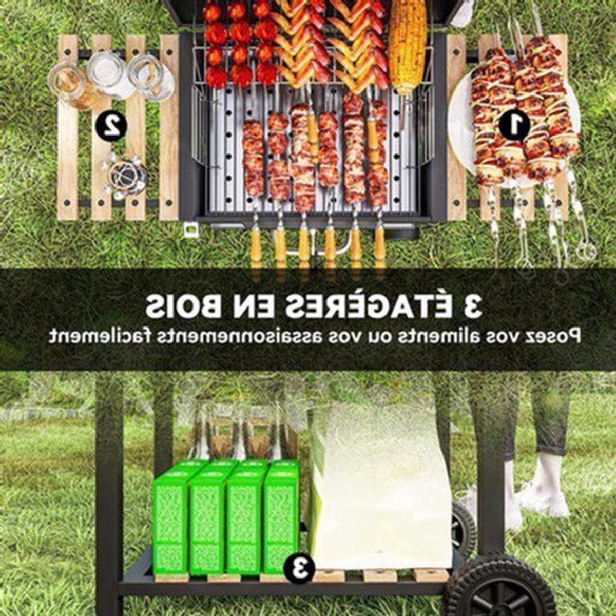Houtskoolbarbecue – BBQ – Barbecue – Smoker – Grill – Verstelbaar Kolenrooster – Ingebouwd Thermometer – Compact Met Wielen – Met Deksel