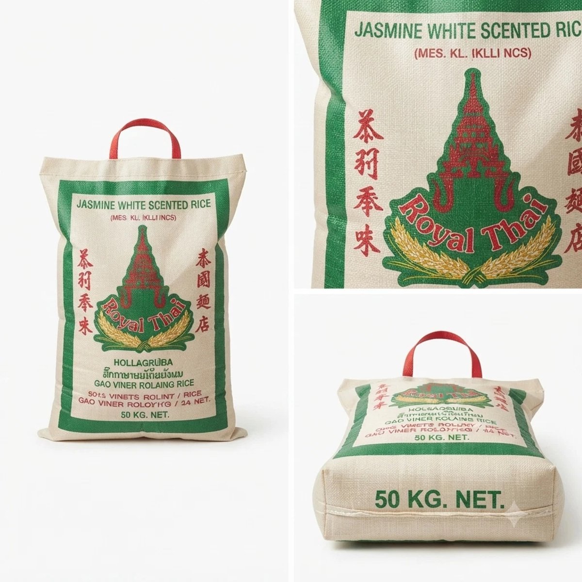 Royal Thai Jasmine Rijst: Premium Langkorrelige Geparfumeerde Jasmijnrijst - Grootverpakking 10 kg met Kajal Sticker