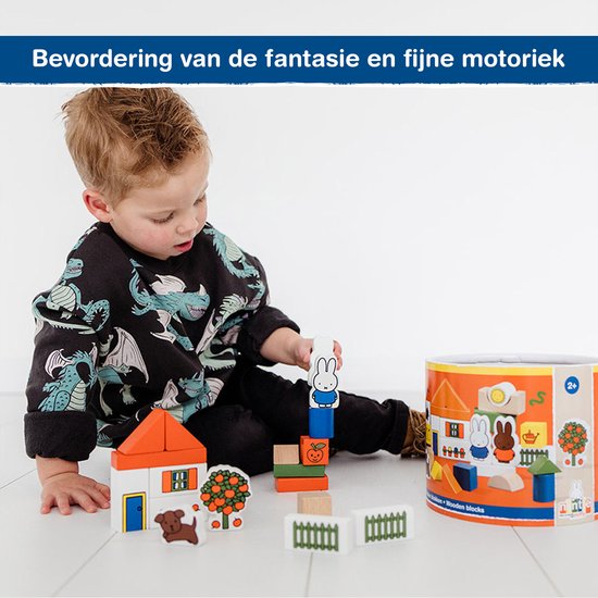 Nijntje blokkenton, houten blokken in opbergton - educatief speelgoed - peuter, kleuter - Bambolino Toys van Nijntje — afbeelding 3