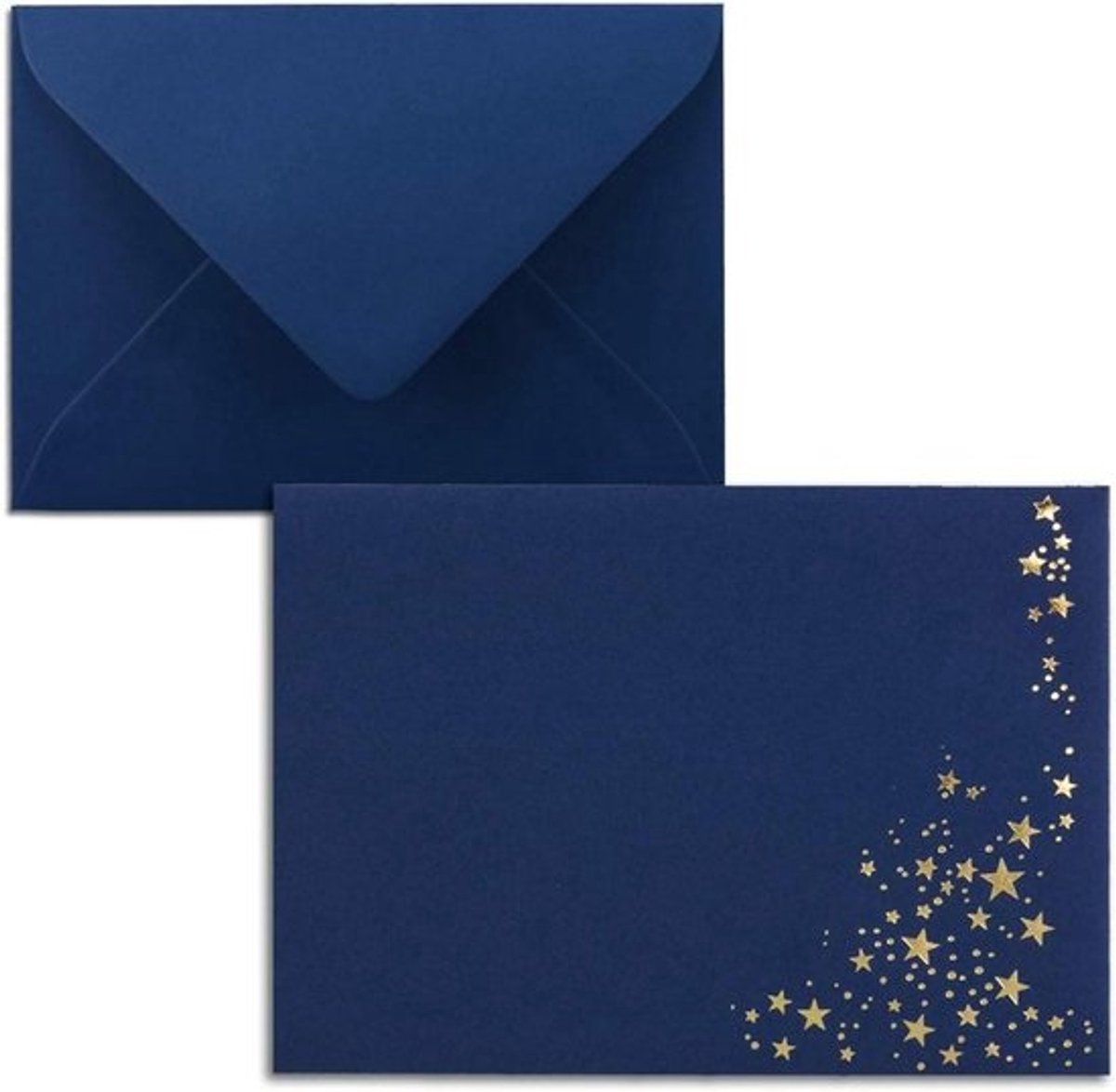 Kerstenveloppen C6 - Wenskaart enveloppen - Feestelijke post versturen - Sterrenregen goud reliëf - 114 x 162 mm - Donkerblauw
