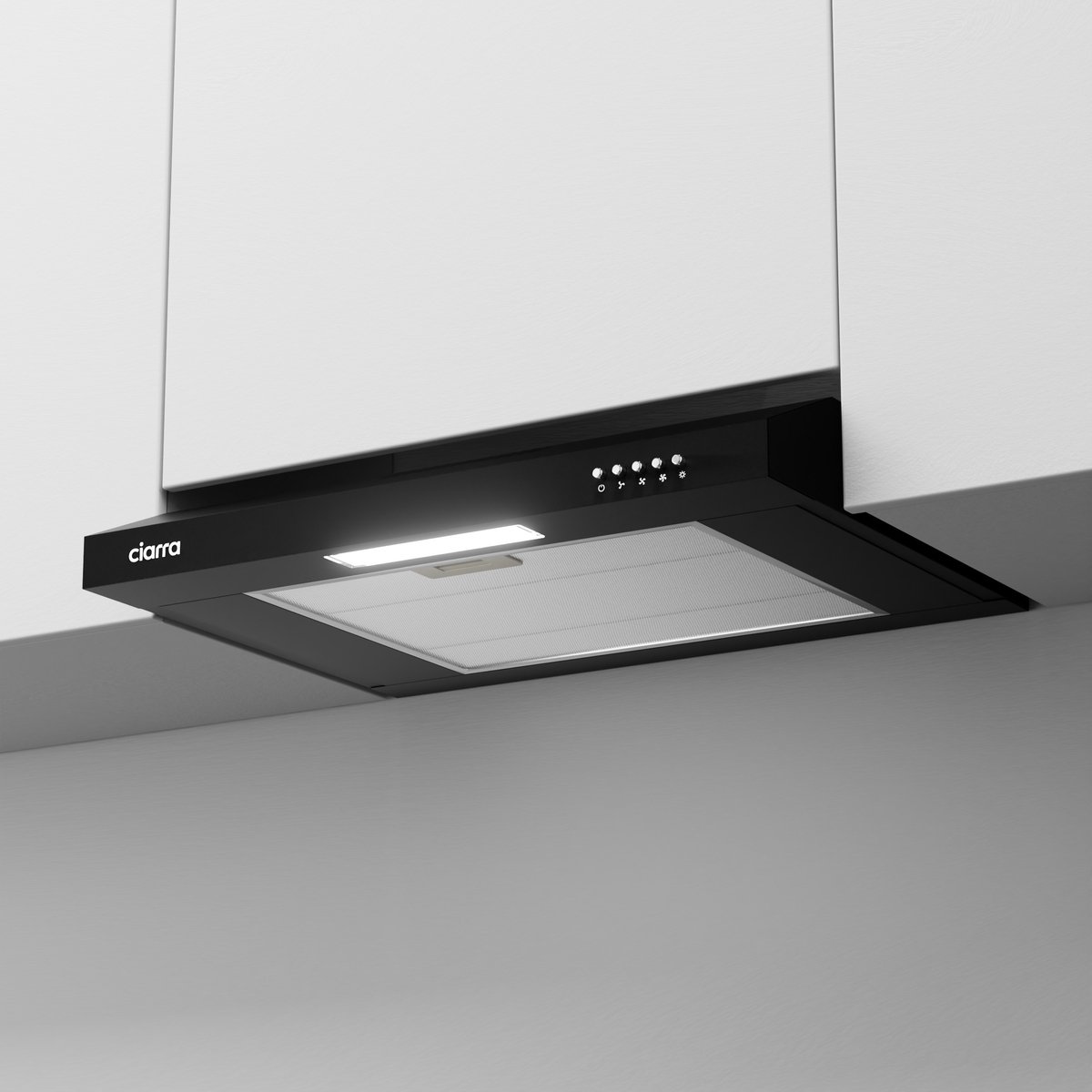 CIARRA CAS6903B- Onderbouwafzuigkap 60 cm Afzuigkap - Recirculatie & Afvoer 220 m³/u LED - Zilver