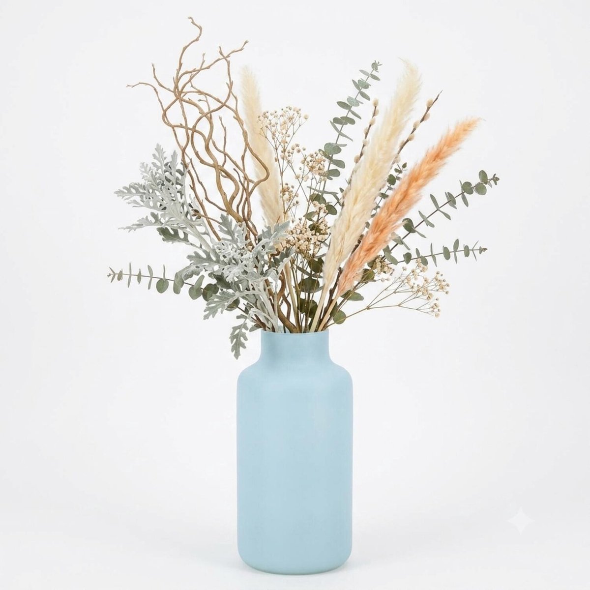 Floran Design bloemenvaas Milano - blauw - mat glas - 15 x 25 cm - glazen vazen