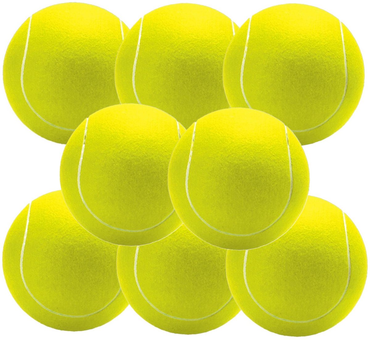 Mega tennisbal XL - 8x - geel - 13 cm - grote tennisballen - speelgoed/sportartikelen - Buitenspeelgoed/sportief speelgoed - Tennissen