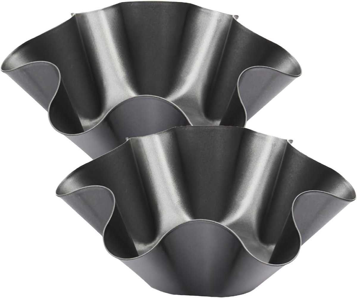 Set van 2 grote antiaanbak tortillakommen van 21,5 cm (8,5 inch) – Tortillavorm, bakvorm, pannenkoekvorm, saladekom van koolstofstaal