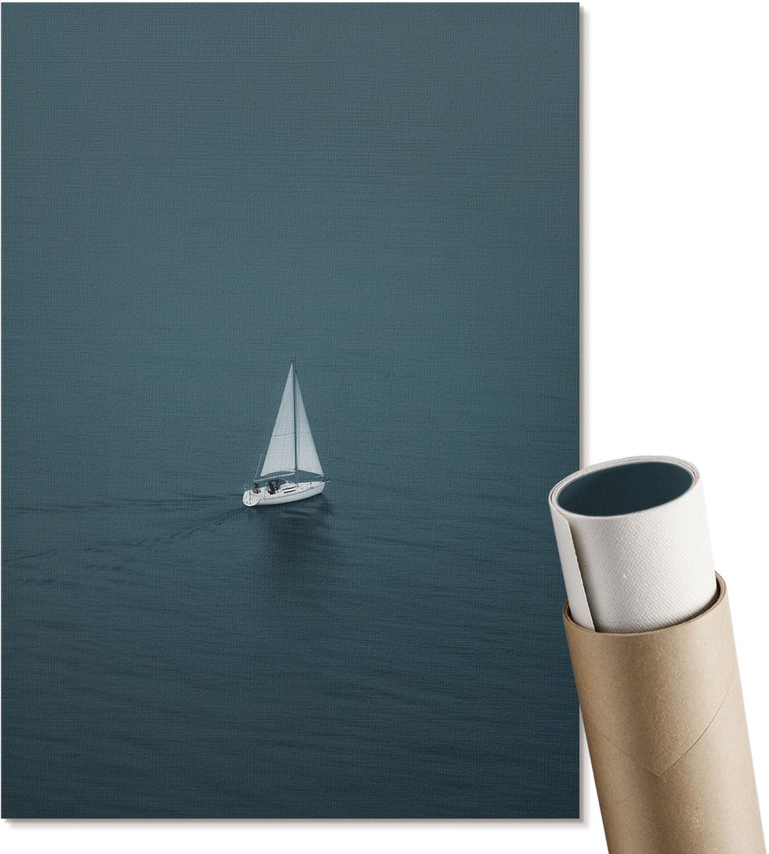 Coloray Polycanvas Wandposter - Een Zeilboot Op Het Water, Fotografie - A4 - Blauw Decoratie - Rechthoek - Interieurdecoratie - Woonkamer, Slaapkamer, Kantoor - Modern