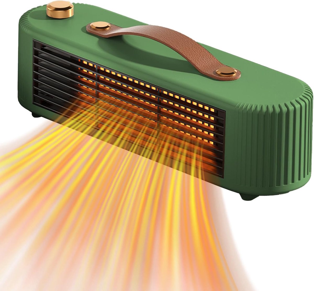 Elektrische kachel- Verwarming- Draagbare kachel - Mini kachel - Draagbare PTC keramische ventilatorkachel - 2 standen - Geluidsarm - 800W - Geschikt voor thuis en op kantoor - 27,5 x 9 x 8,5 cm - Groen