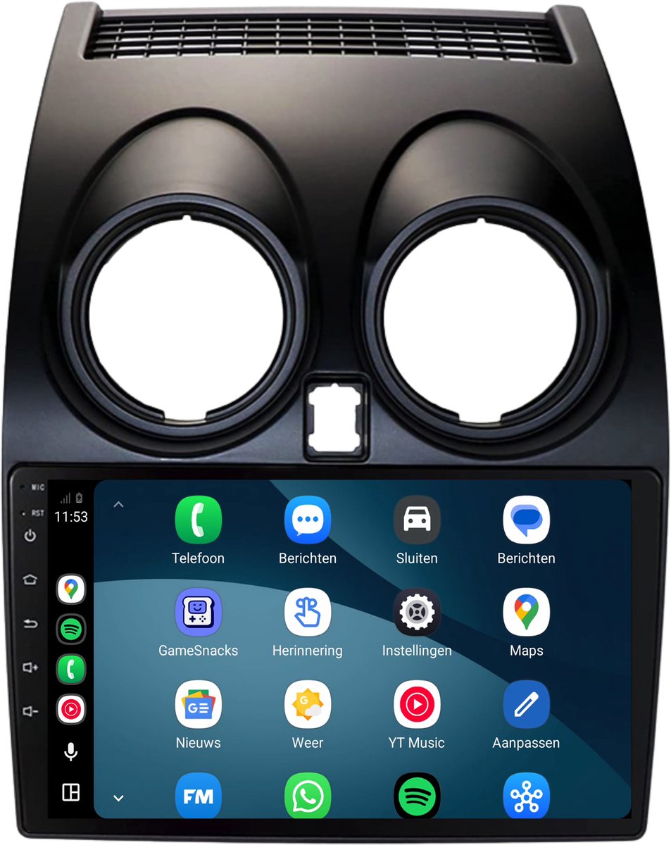 CarPlay autoradio geschikt voor Nissan Qashqai | 2007 t/m 2013 | Cartronix CTX-7028 | 2007 2008 2009 2010 2011 2012 2013 | 9 inch | Android 15 | Draadloos Apple CarPlay & Android Auto | 2GB + 32GB | Bluetooth & Wifi