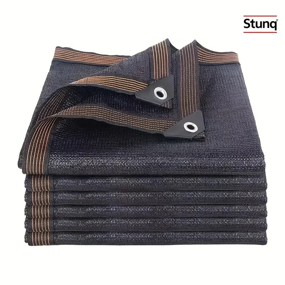 Stunq® Zwarte schaduwdoek 6,5x6,5 ft met verstevigde randen en ringen voor pergola en tuin