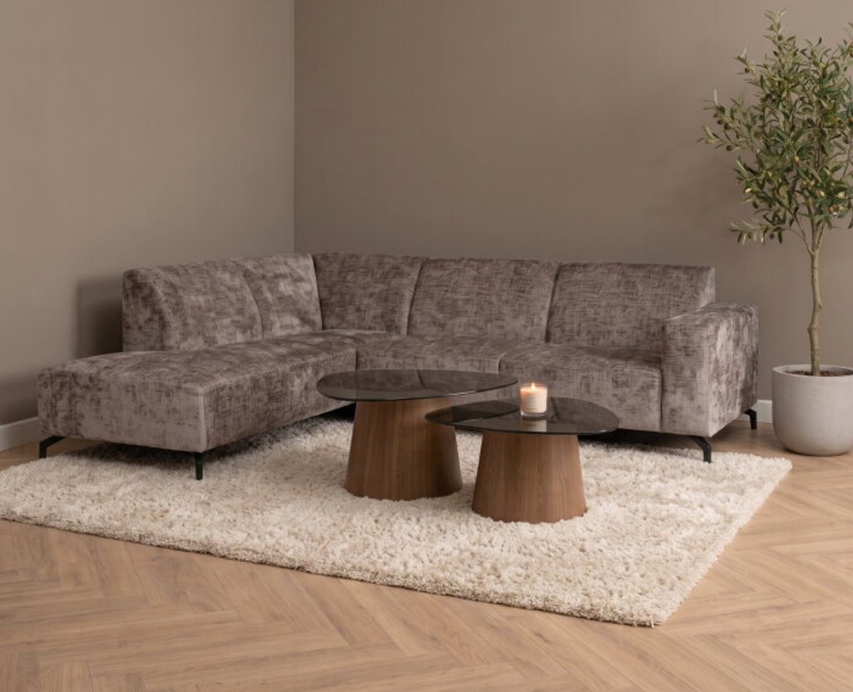 Hoekbank Milena Taupe - Astra 5 – Ottomane links – 274x210 cm