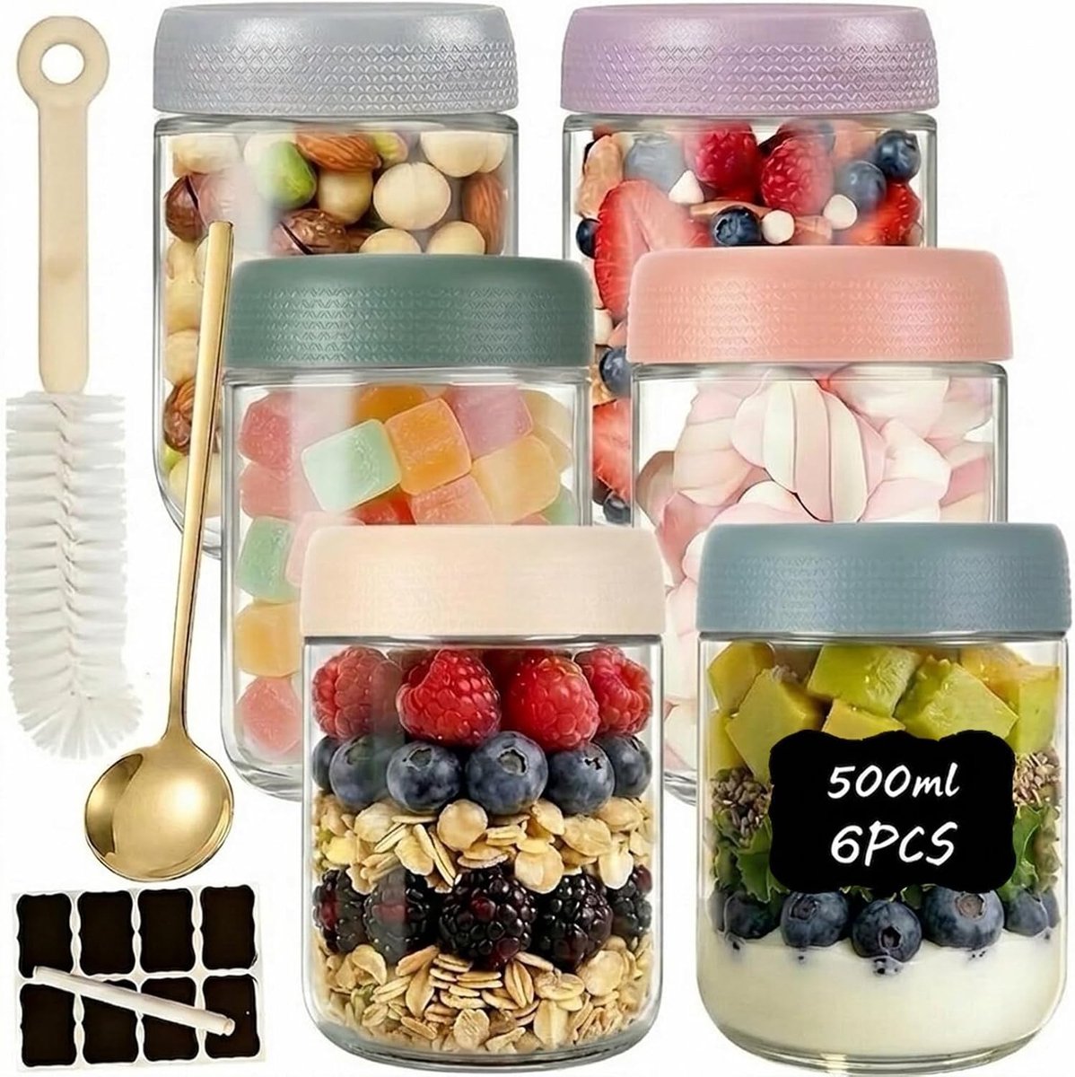 Huishoudartikel - Set van 6 - 500 ml - Siliconen - Lekvrij - BPA-vrij
