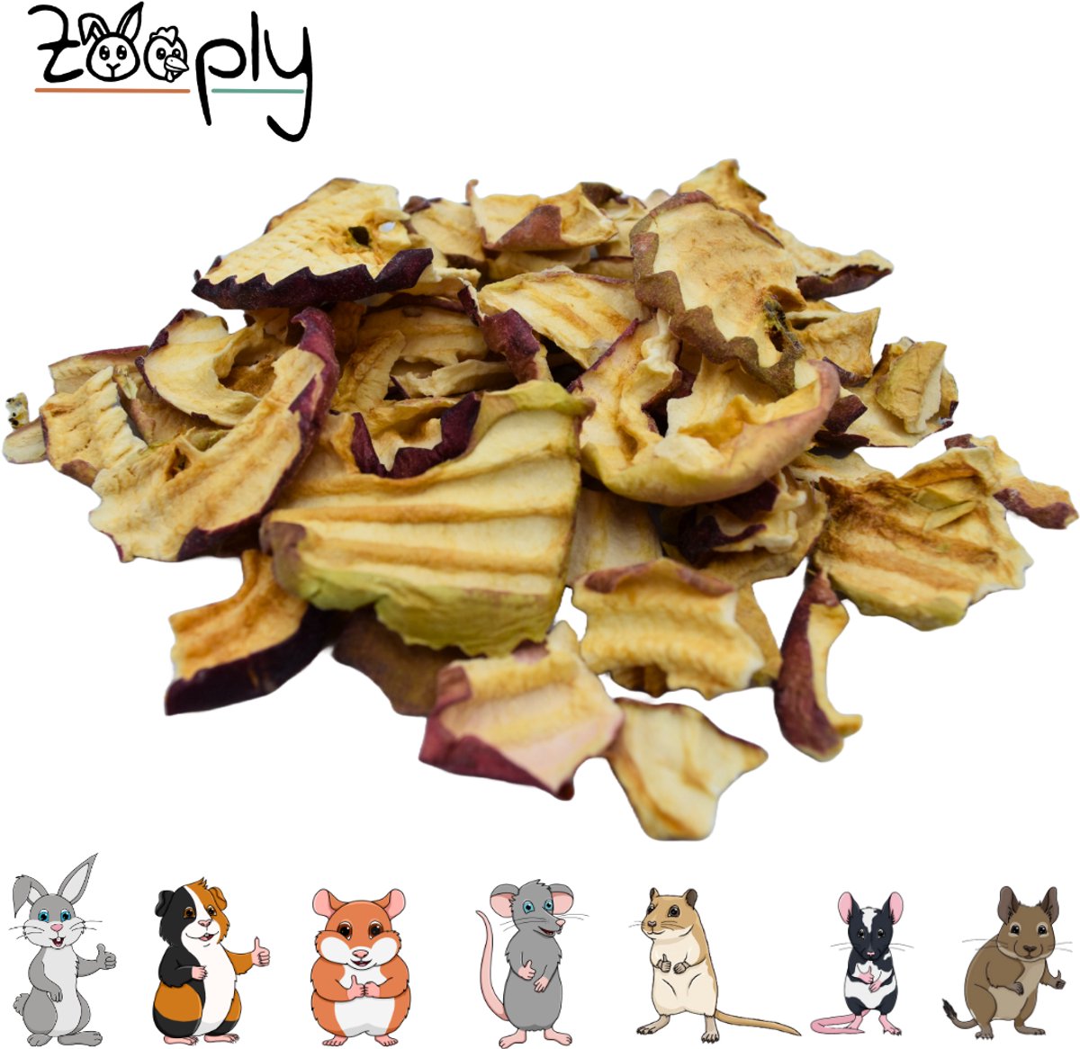 Zooply Appelschijfjes - Kruiden & Snacks - 100% natuurlijk - Voor konijnen & cavia's - 125 gram