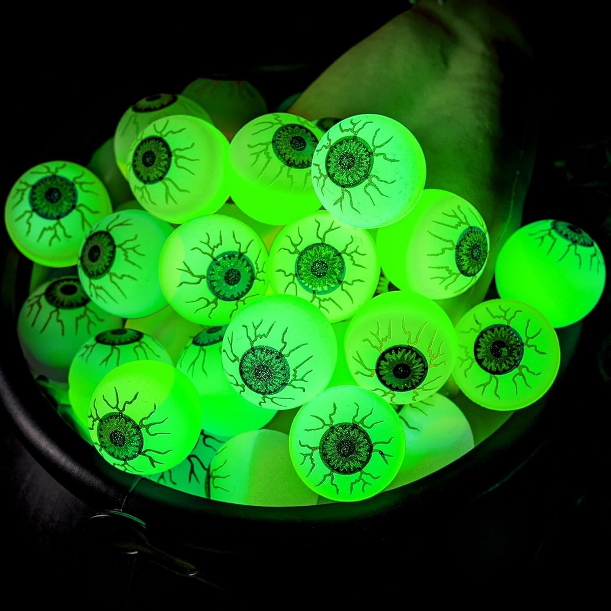 Halloween Glow in The Dark Springballen - 24 Stuks Bouncy Balls voor Feestjes, Trick or Treat en Goodiebags