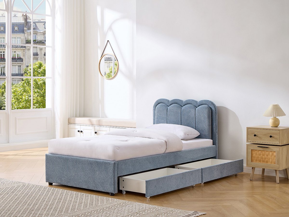 Vente-unique Bedframe stof blauwe lucht 90 x 190 cm