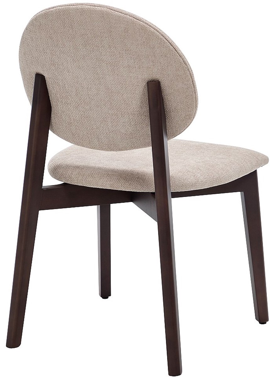 Vente-unique Set van 2 stoelen in gestructureerde stof en donker natuurlijk heveahout - Beige MARLENI