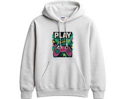 Grappig Gaming Hoodie – PLAY – Gamer Outfit – Unisex Hoodie voor Dames & Heren – Leuk Cadeau