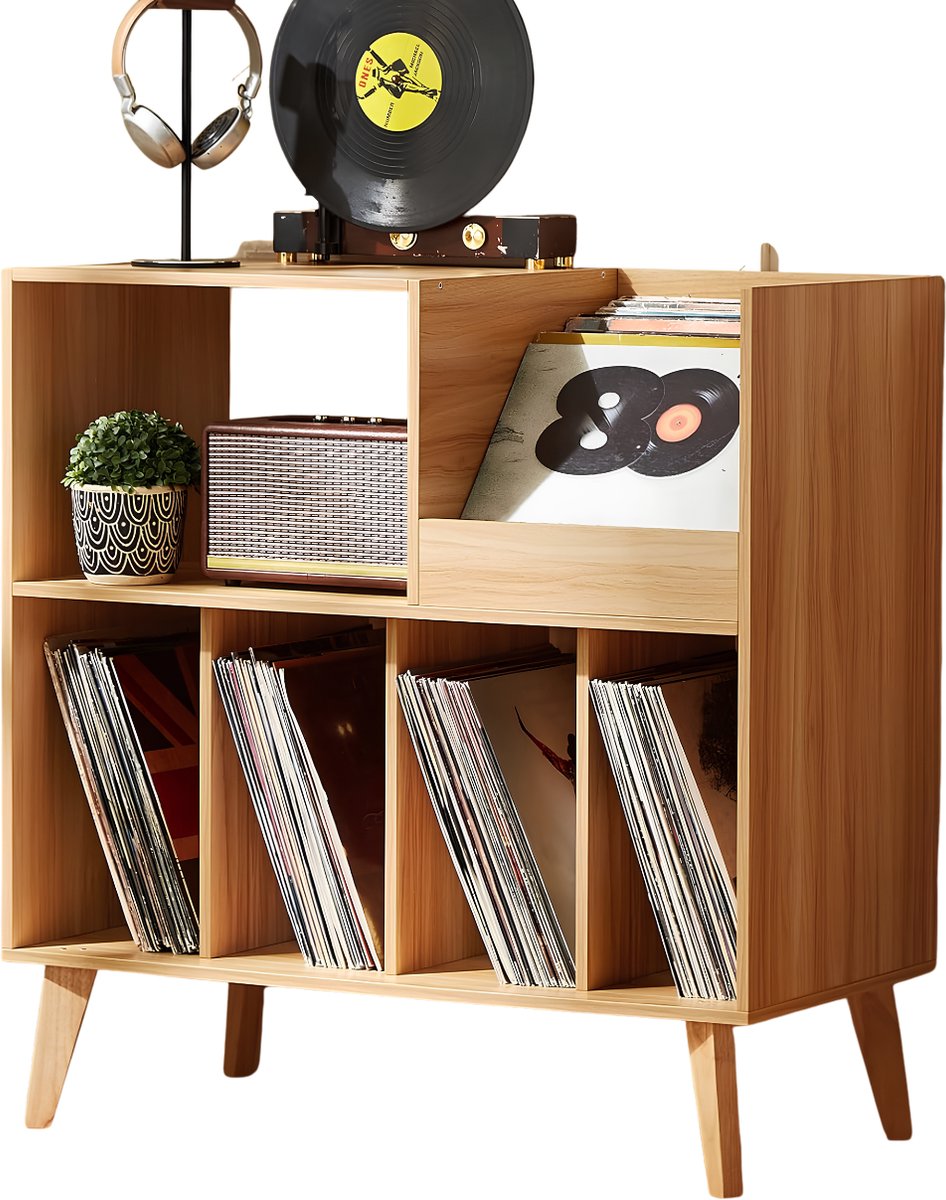 Platenspeler Kast - Houder voor Vinylplaten - Platenspelerstandaard - Bruin - 40cm x 80cm x 83cm
