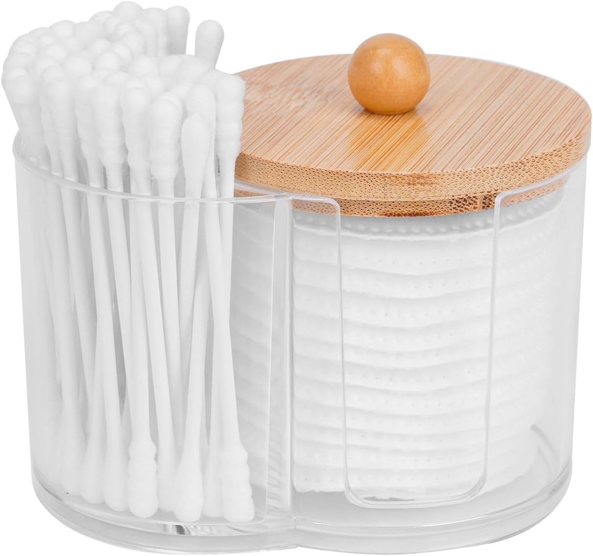 Katoenen Pad en Q-tip Houder - Kleine Plastic Dispenser voor Organisatie en Opslag van Wattenstaafjes en Pads