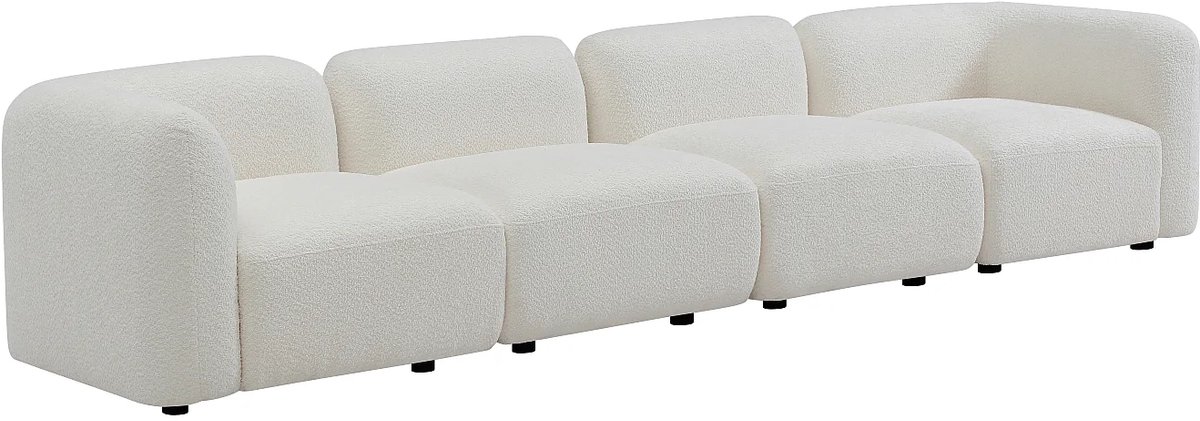 Vente-unique Modulaire vijfzitsbank in gebroken witte boucléstof DANEPI